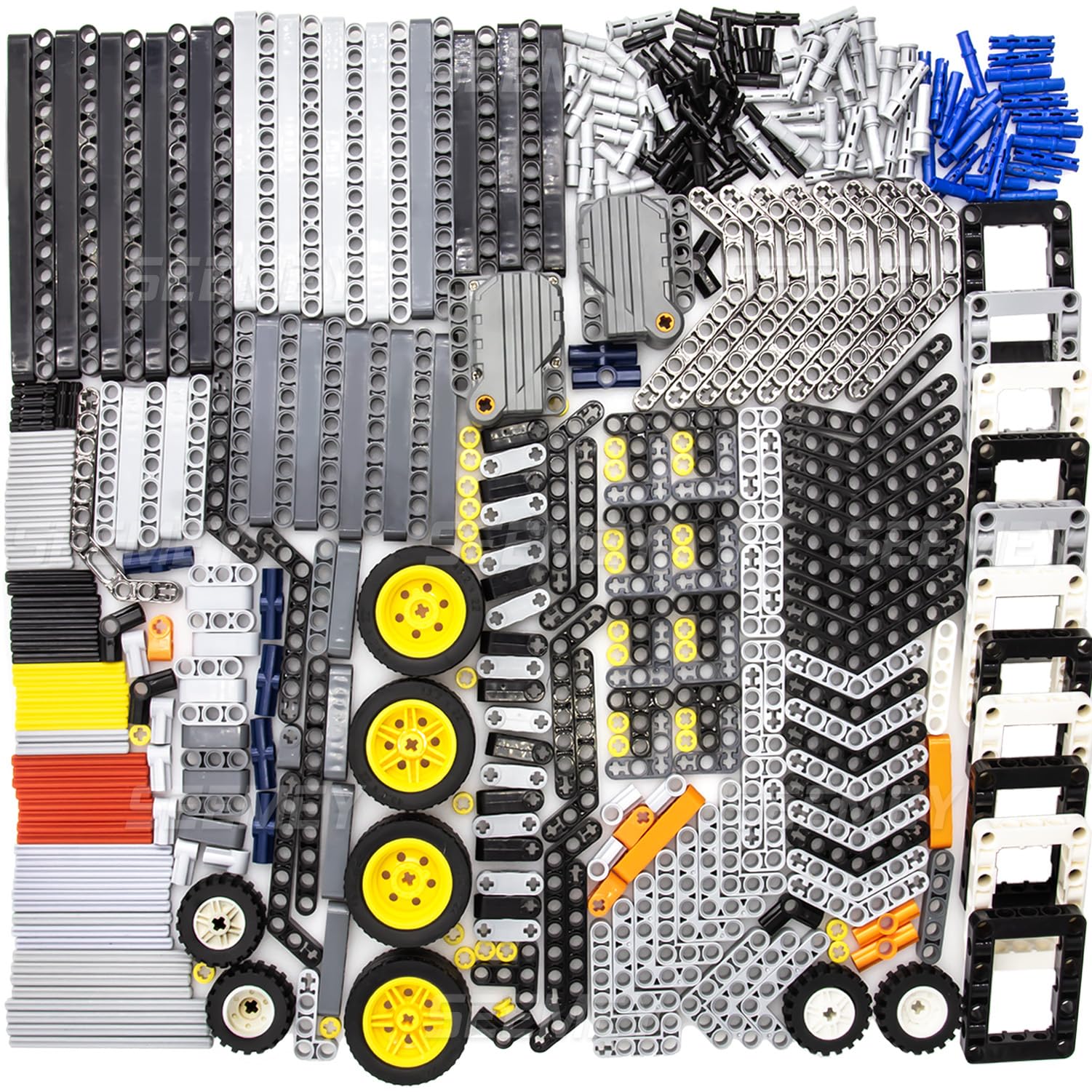 Photo 1 of SEEMEY 405 pcs Pullback-Motor-Bulk-Parts Set Compatible with Technic, Connector-Panel-Plate Modified-Frame liftarm-Bent-Thick-Smooth-Bush Axle-Pin-Connector Angled(Random Colors)