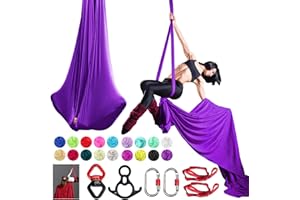 PRIORMAN Aerial Silk Set, Premium 9Yards/8.2m Medium Stretch Fabric Silks, Perfect for AntiGravity Hammock Yoga Training & Dance Circus Performances Includes Hardwares & Daisy Chains