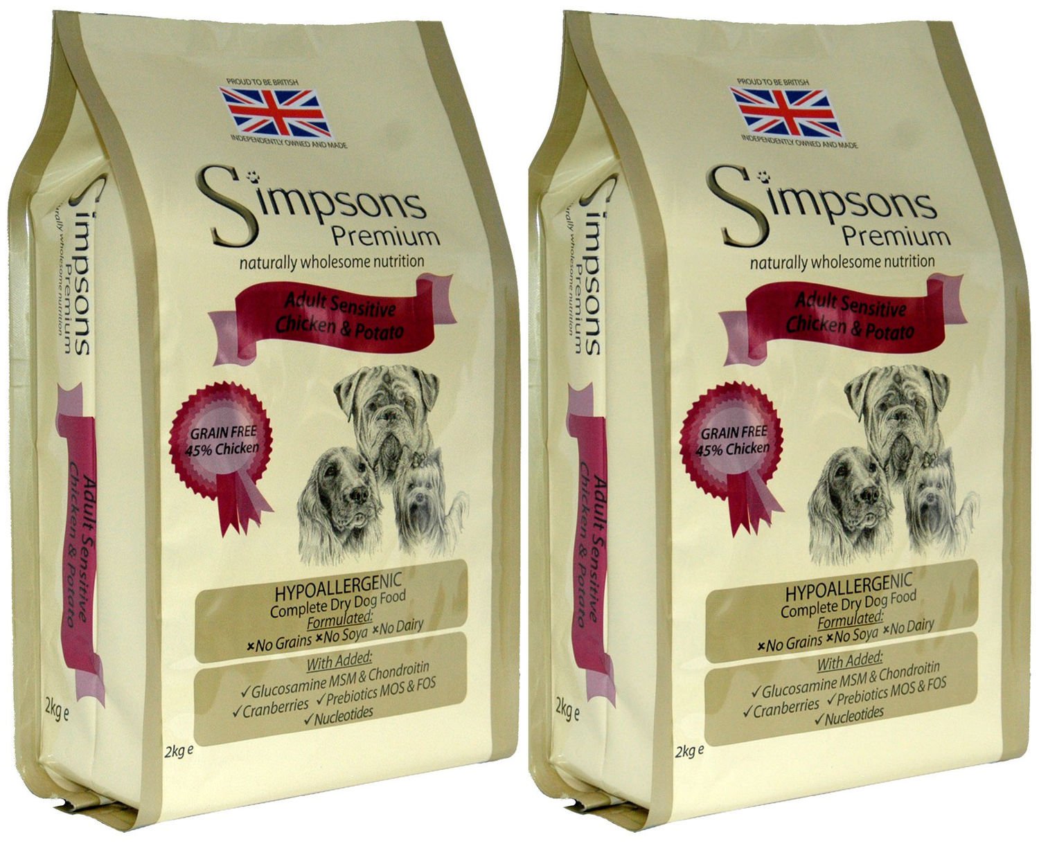 2 x 12kg Simpsons Premium Adult Sensitive Chicken and Potato Dry Dog Food Multibuy Amazon.co.uk