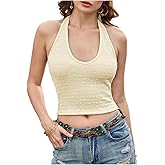 Milumia Women Tie Back Halter Top Sexy Going Out Y2k Sleeveless Crop Tank Tops
