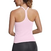 MathCat Seamless Workout Tank Tops with Built in Bra | Soft Ribbed Fabric, Y Back Camisole, Removable Pads, Stretchy, Light Support for Yoga Hiking Tennis and Daily Wear