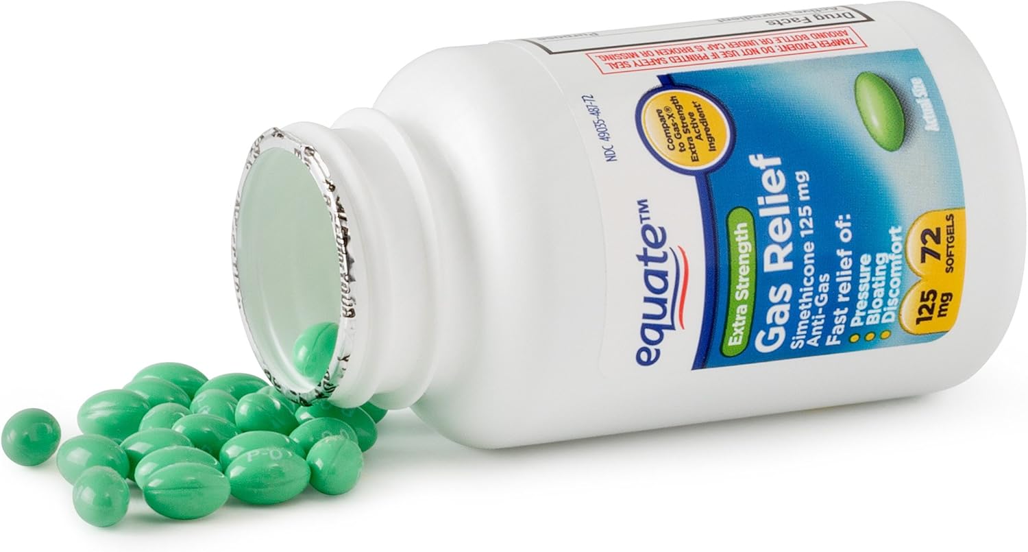Equate Extra Strength Gas Relief Simethicone Softgels, 125 mg, 72 Ct: Health & Personal Care