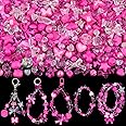 TINKRSTUFF Assorted 170-230PCS Rose Pink Acrylic Beads for Bracelet Making, Flower Bow Butterfly GummyBear Aesthetic Bracelet Charms,Cute Beads for Jewelry Making DIY Necklace Keychain Phone Charm