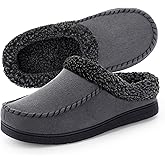 ULTRAIDEAS Men's Warm Fuzzy Moccasin Clog Slipper, Slip on Winter Comfy Indoor/Outdoor House Shoes