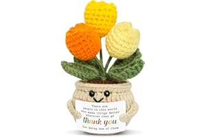 OASSIE Christmas Thank You Gifts for Women - Mini Positive Tulip Flowers Emotional Support Crochet - Christmas Stocking Stuffers Appreciation Retirement Gifts for Woman Coworker Boss Friend Teacher