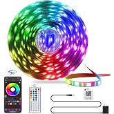 QZYL LED Lights for Bedroom, 25FT RGB LED Strip Lights with 44 Keys IR Remote, Smart LED Light Strip with Adhesive Backing Adjustable Brightness App Control for Bedroom Party Decoration