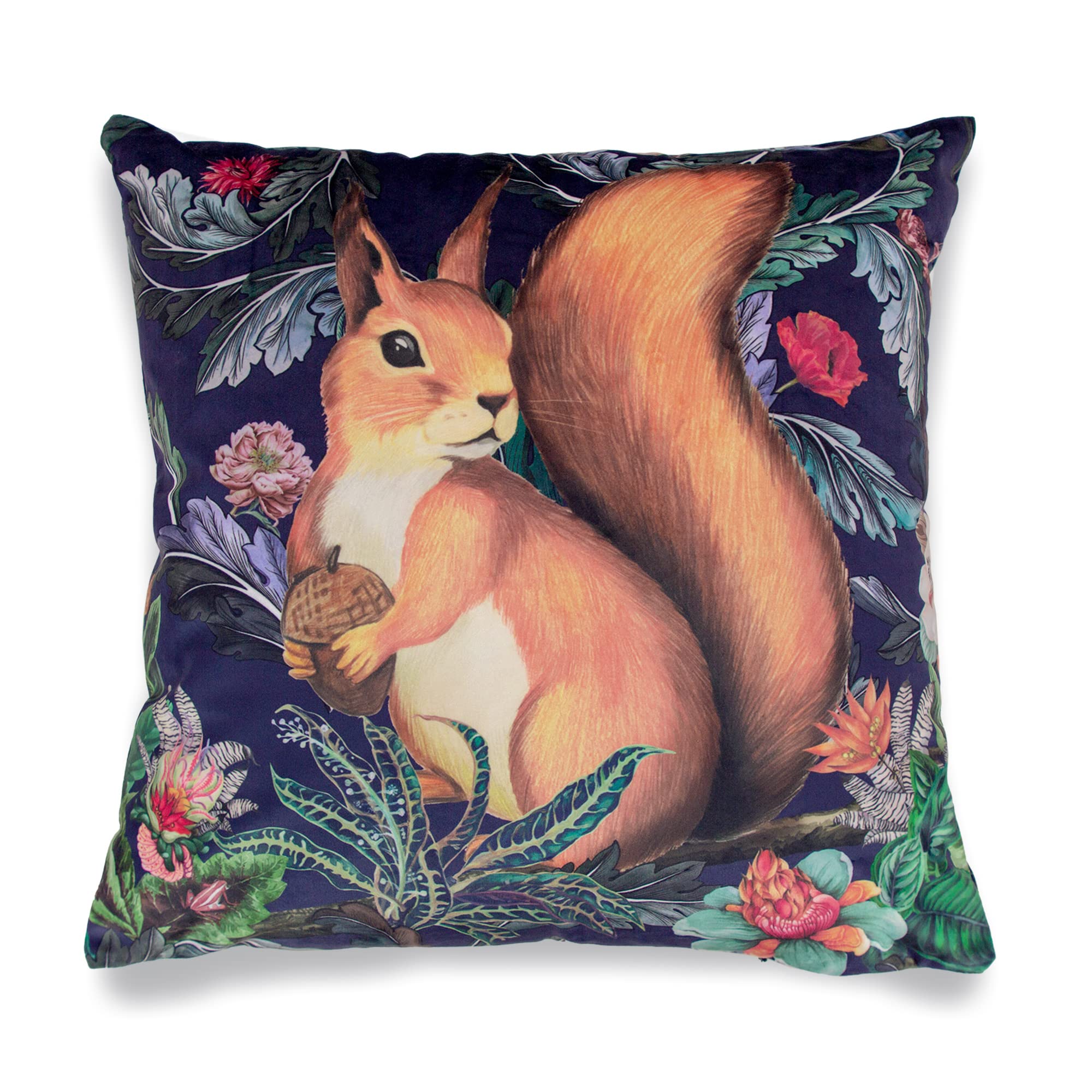 Obal William Morris inspired Cushion Covers Original Design Velvet Pillow Case Square Decorative Throw Pillow Cover 45cm x 45cm for Sofa Bed Couch Living Room Bedroom (18x18 Inch) Forest Sqirrel 1pc
