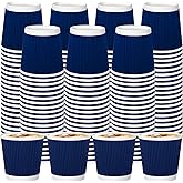 RXLWYUNLAE 120 Pack Paper Espresso Coffee Cups, 4 oz Disposable Coffee Cups,Corrugated Insulated Ripple Wall, Paper Ripple Cup for Coffee, Hot Chocolate and Hot Tea Drinks -Navy
