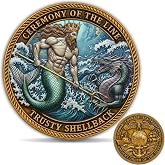 Navy Shellback Crossing The Line Challenge Coin &ndash; Trusty Shellback Ceremony Design with Colorful UV Details, Heavyweight Military Challenge Coin with Acrylic Case (1 Pack)