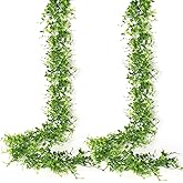 RECUTMS Artificial Vines Ivy Garland, 2Pcs 6Ft Fake Green Eucalyptus Leaves Greenery UV Resistant Faux Hanging Vine Plant Indoor Outdoor Home Garden Porches Wedding Party Arch Spring Summer Decor