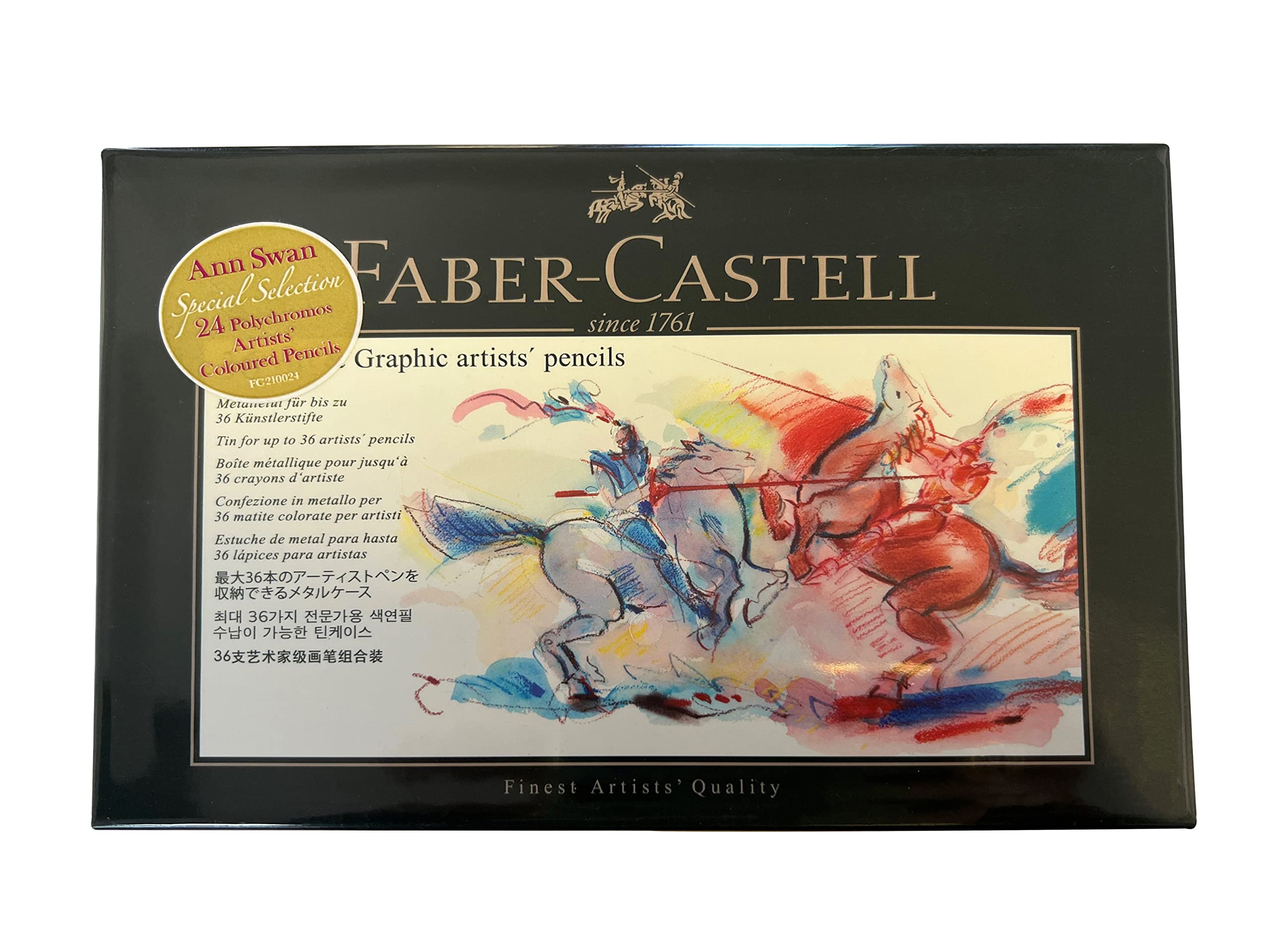 Faber-Castell Art & Graphic Polychromos Colour Pencil, Ann Swan Selection, Tin of 24, Art, Craft, Drawing, Sketching, Home, School, University, Colouring