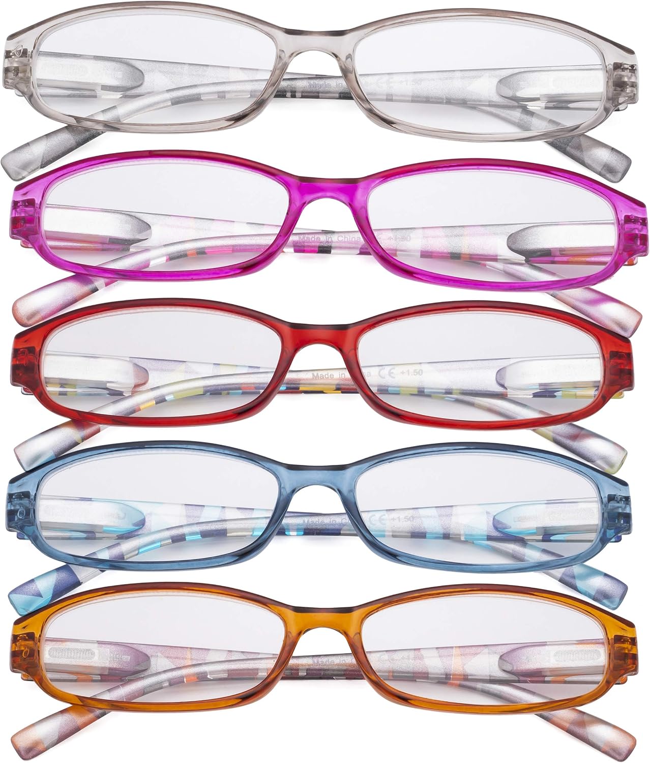 Eyekepper 5 Pack Ladies Reading Glasses with Pattern Arms - Design Readers for Women Reading +2.00, 5 works Mix - Image 3