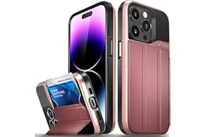 VENA vCommute Wallet Case Compatible with Apple iPhone 14 Pro (6.1"-inch), (Military Grade Drop Protection) Flip Leather Cover Card Slot Holder with Kickstand - Red