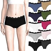 Sexy Basics Womens Boyshort -Boyleg Lace Panties | 10 Pack | Ultra-Soft Cotton Stretch Underwear