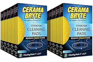 Cerama Bryte 10 x 5 Pack Cleaning Pads Cooktop and Stove Top Cleaner for Glass - Ceramic Surfaces, 50 Count