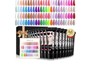 Morovan Poly Gel Nail Set: 48 Color Gel Extension Nails - Trendy Art Designs with Pure & Glitter Finish