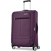 Samsonite Soft-Sided 25-Inch Lightweight Medium Checked Expandable Element Suitcase: Durable, 360&deg; Spinner Wheels, Adjustable Telescopic Handle, 2 Front &amp; 1 Side Pocket- Purple