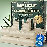 DECOLURE 100% Viscose Derived from Bamboo Sheets Queen Size - Luxury 6 Pc Naturally Cooling Sheets, Ultra Soft Bed Set - Deep 17" Pockets, Durable Double Stitching, Oeko Tex Standard (Creme)