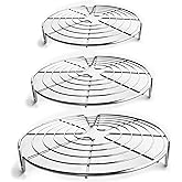 KITCHENATICS Round Cooling Rack Stainless Steel Steamer Rack Set of 3 | Used for steaming, canning, cooling cakes and lining air fryer or pressure cooker baskets for cooking