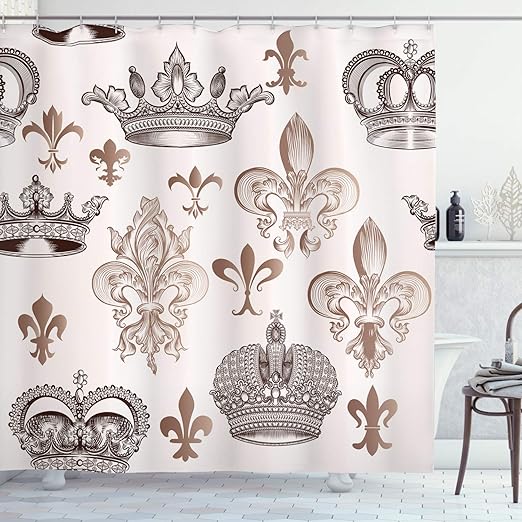 Amazon Com Ambesonne Fleur De Lis Shower Curtain Crowns And