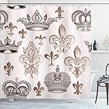 Ambesonne Fleur De Lis Shower Curtain, Crowns and