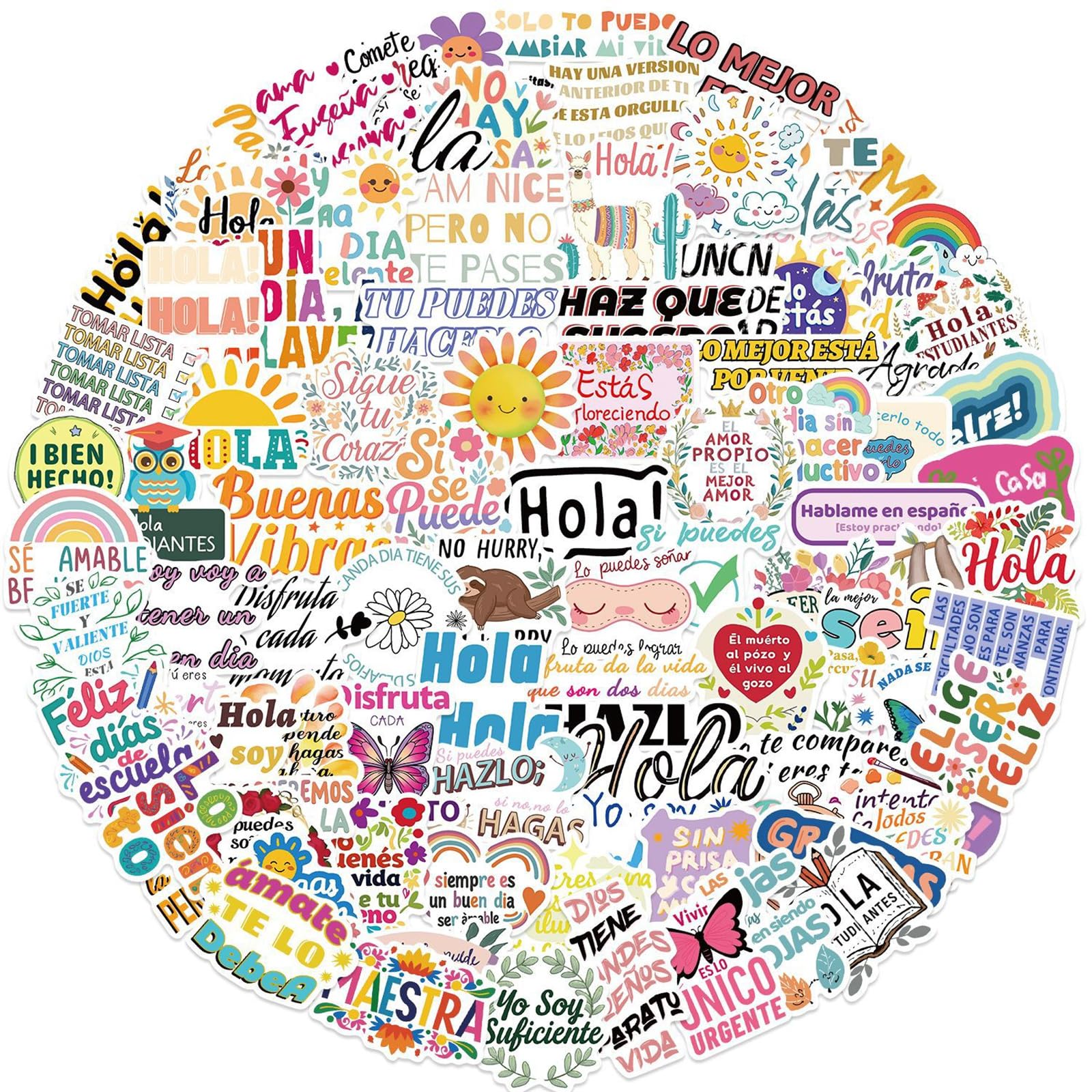 Photo 1 of 100Pcs Spanish Motivational Stickers Spanish Aesthetic Inspirational Stickers Gifts for Water Bottle Laptop Luggage Skateboard Snowboard for Student Back to School Decoration (Spanish Motivational)