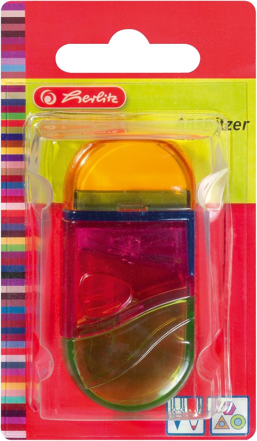 Herlitz Two in One Kombianspitzer Plastic, Rubber and Pencil Sharpener, Translucent, multicolour
