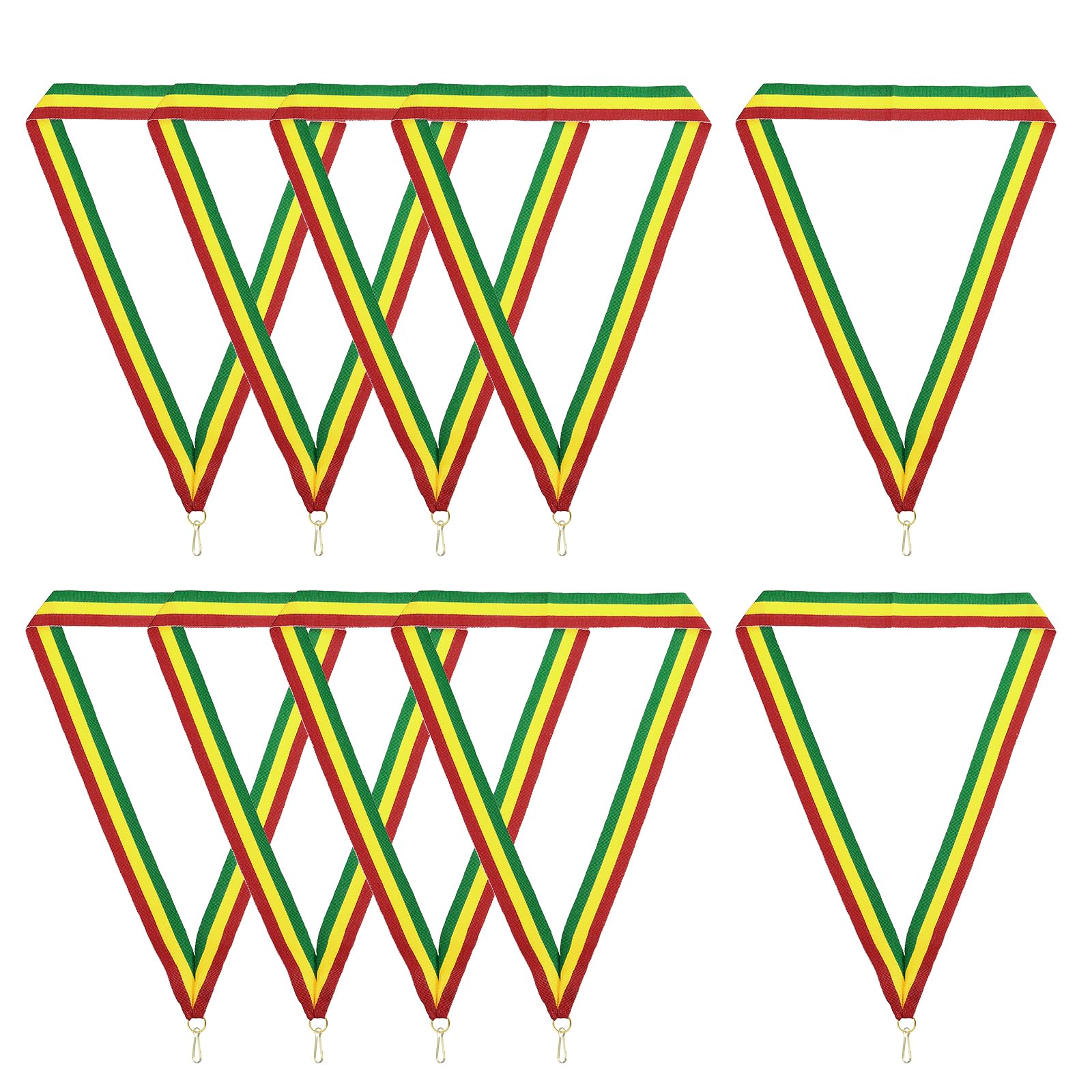 PATIKIL Award Neck Ribbons with Snap Clips, 10 Pcs Polyester Striped Medal Lanyards Ribbon for Competitions Sports Meetings Sports Party, Red Yellow Green