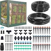 Drip Irrigation System 230FT,Garden Watering Kit for Gardens,Potted Plants | Quick Connect garden watering system Water Pressure Regulating Valve,4 Types Sprinklers for Lawns,Raised Beds and Greenhouses