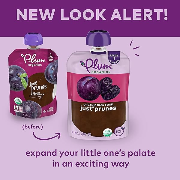 PLUM ORGANICS STAGE 1 ORGANIC BABY FOOD – JUST PRUNES – 3.5 OZ POUCH – ORGANIC BABY FOOD POUCH