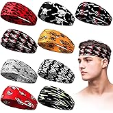Men's Sweatbands for Workout and Sports - Camo Headband, Sweat Absorbing Wide Headband for Basketball, Football, Cycling, Running, Yoga, 4.7 x 9.8 Inch