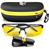 BLUPOND Day/Night Driving Glasses For Men/Women - HD Yellow Vision for Maximum Clarity - Knight Visor