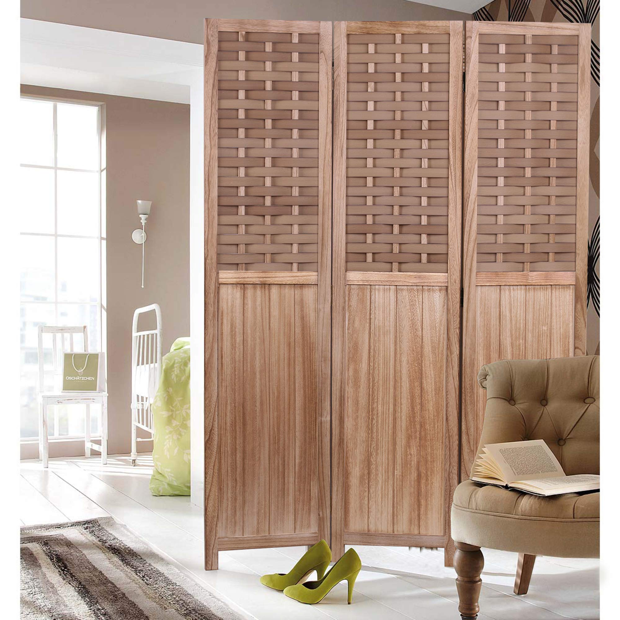 Buy COZAYH 3 Panel 67” Paulownia Wood Screen Room Divider, Folding Room