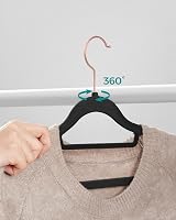 SONGMICS Velvet Hangers Set of 50; 0.6 cm Thick, 43.5 cm Long, Rose Gold/Black view 6