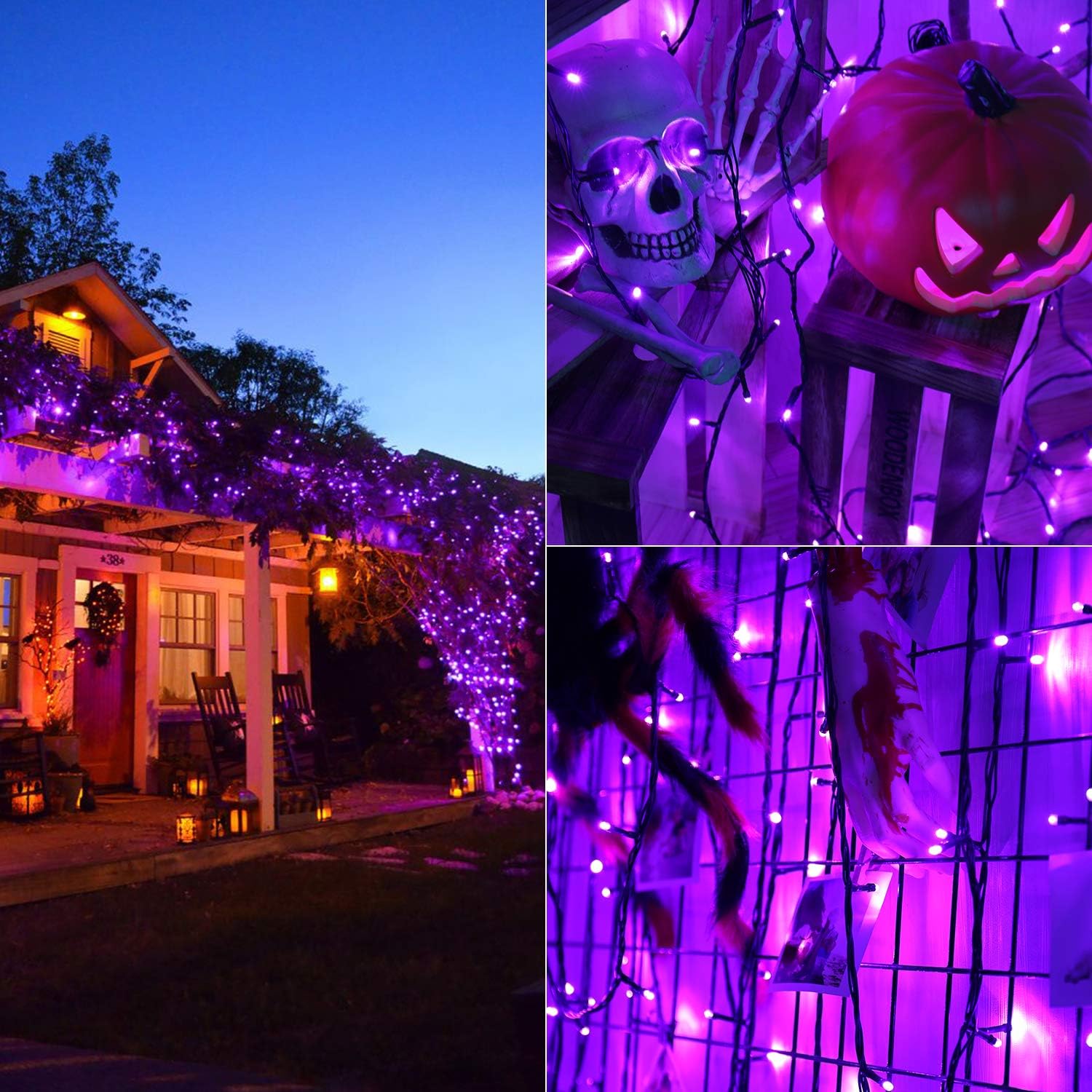 BrizLabs Purple Lights, 78.74ft 240 LED Halloween Lights, Plug in Halloween Lights String Connectable, 8 Modes Outdoor Halloween String Lights Waterproof for Indoor Outside Window Spooky Decoration: Home & Kitchen