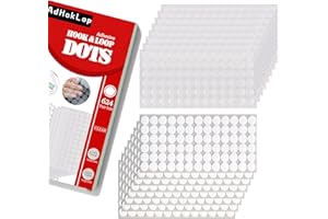 Adhoklop 1248 Pcs (624 Pairs) Thin Clear Dots with Adhesive Hook and Loop Nylon Transparent Sticky Back Glue Tapes 0.59 Inch Diameter Fastener for School Classroom Teacher Supplies (Clear)