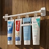 Tomiso Wall Mounted Toothpaste Holder with Tube Squeezer, Toothpaste Hanger, Tube Clips Organizer, No-Drill Bathroom Rack for