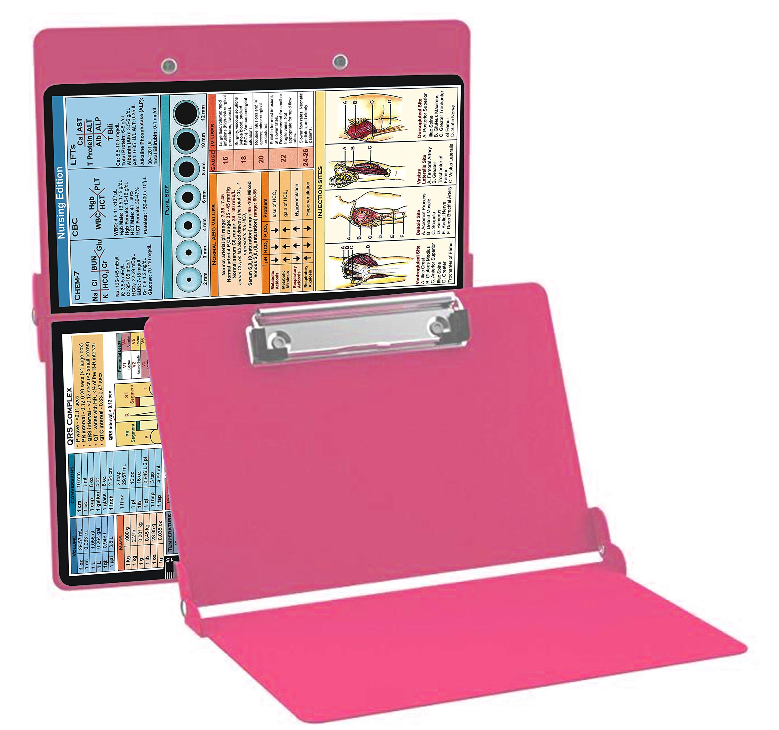Pink Nursing Clipboard Pink (Aluminum Clipboard Nursing Edition) Folding Clipboard for Nurses, Doctors, Medical Students… (Pink)