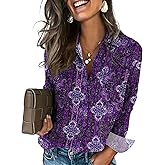 HOTOUCH Button Down Shirts for Women Long Sleeve Blouse Dressy Casual Business Work Tops with Pocket