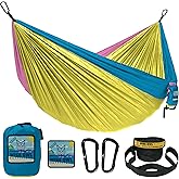 Wise Owl Outfitters Camping Hammock – 500lbs Portable Hammock with Tree Straps - Travel, Backpacking, Hiking, Outdoors Campin