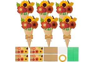 FOIMAS 24 Pack Fall Flower Bouquet Paper Craft Sunflower Fall Leaves Bouquet Make Your Own Bouquet Crafts for Fall Thanksgiving Craft Supply