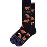 HotSox Men's Dam It Crew Sock, Black, 6-12