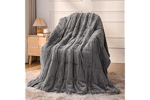 Sivio Weighted Blanket for Adult, 15lbs Sherpa Fleece Heavy Blanket Warm and Cozy Fluffy Throw, 60X80 Inch, Dual Sided Grey