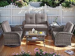 HUMMUH 5-Piece Patio Furniture PE Wicker Outdoor