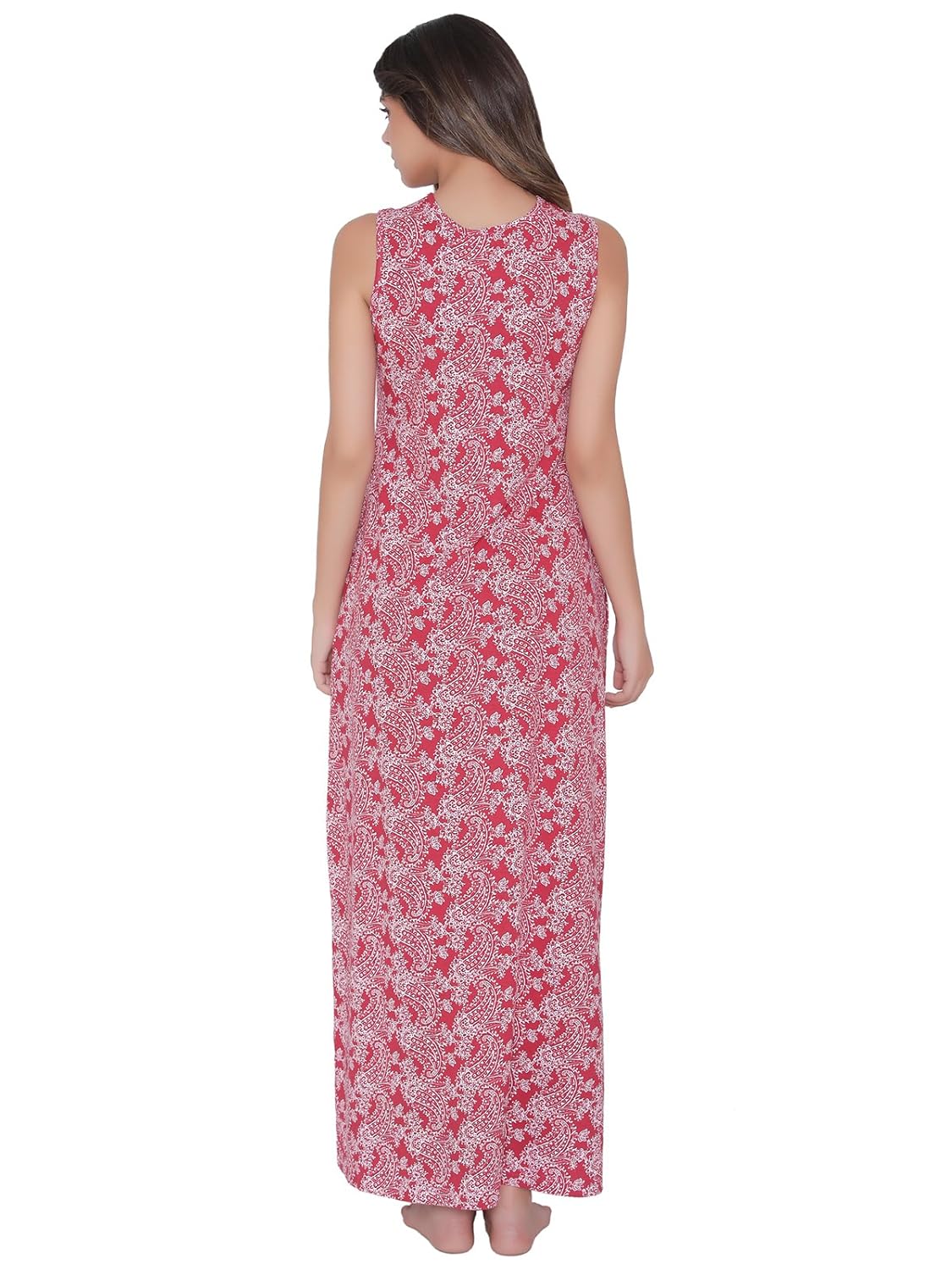 clovia womens cotton rich print long nighty