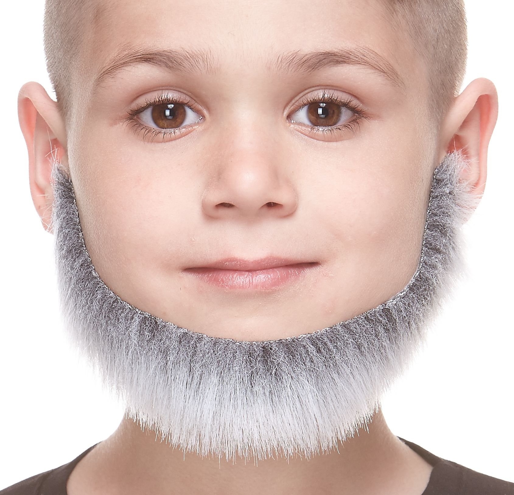 Mustaches Fake Beard, Self Adhesive, Novelty, Small Morman False Facial Hair, Costume Accessory for Kids, Gray with White Color