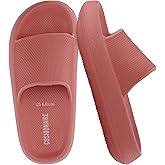 CUSHIONAIRE Feather EVA Slides for Women – Comfortable Slip On Womens Slippers, Indoor Outdoor Shower Shoes, Beach Essential Cloud Slides