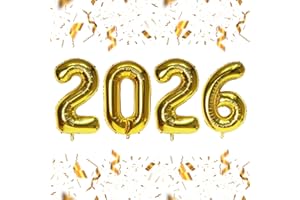KALOR 16 Inch 2026 Gold Foil Number Balloons, 2026 New Years Decorations for 2026 Happy New Year Eve and Graduations Party Supplies