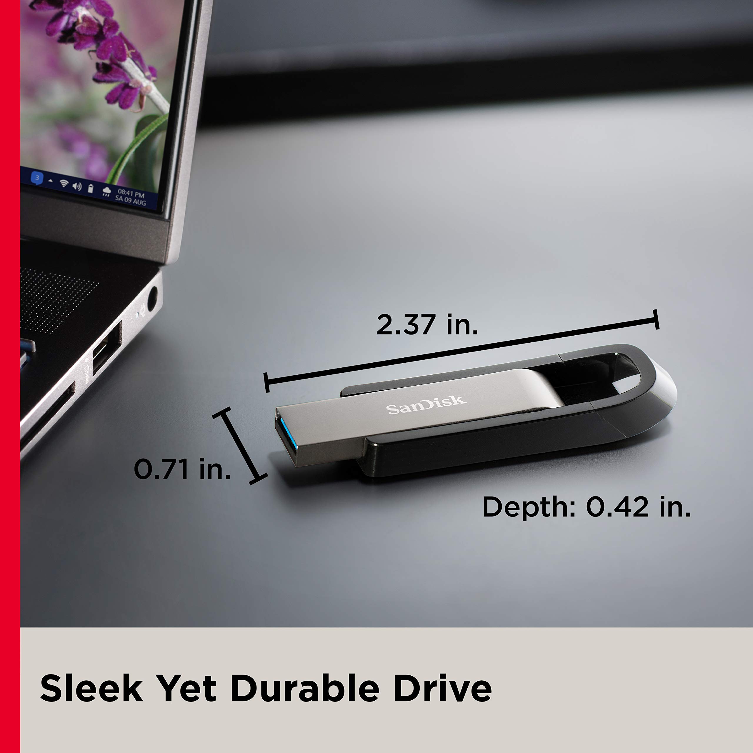 SanDisk 128GB Extreme Go USB 3.2 Type-A Flash Drive - SDCZ810-128G-G46, Metallic Bronze/Gloss Black
