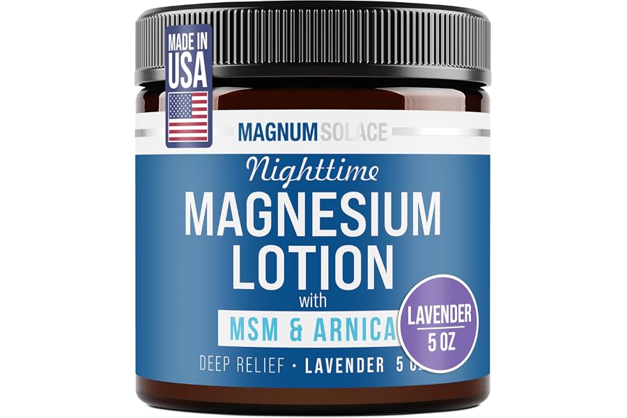 Nighttime Magnesium Lotion with MSM & Arnica – Highly Concentrated Magnesium for Muscles & Joints – Apply to Legs or Feet Before Bed – Skin-Friendly, Lavender